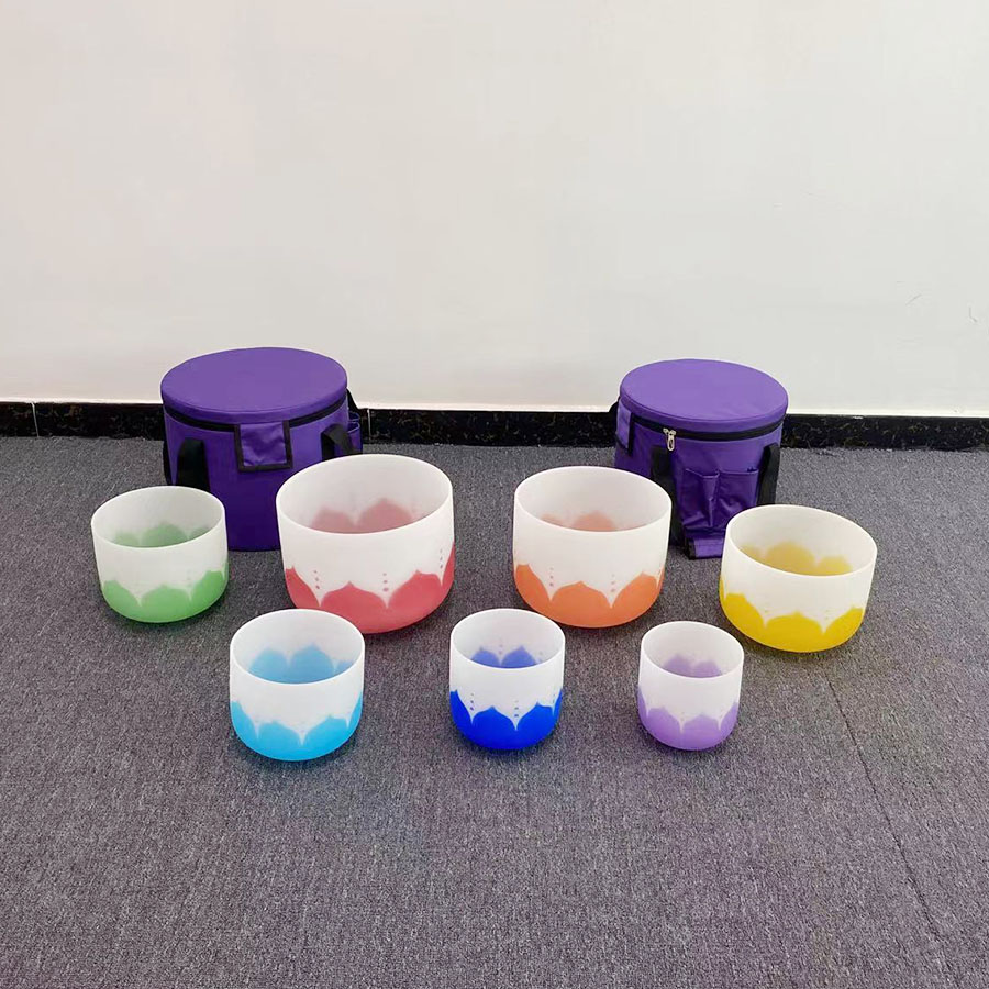 Healing Crystal Set - ชุดชามเสียงควอตซ์ทิเบตสำหรับการบำบัดจักระด้วยคริสตัล